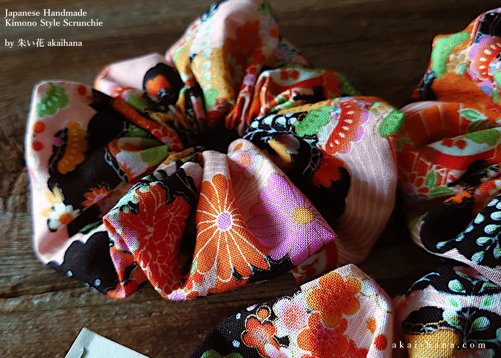 Japanese Handmade Kimono Style Scrunchies, Hana Kenran ⦿scjf0013
