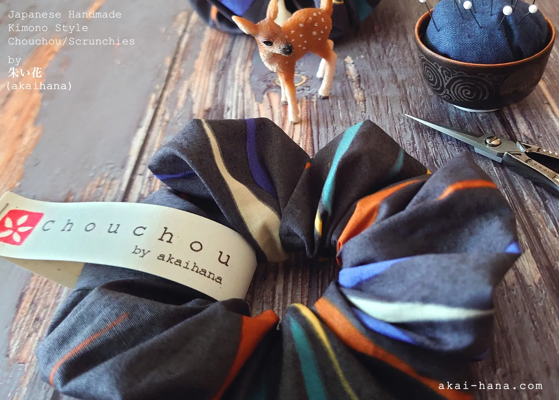 Japanese Handmade Kimono Style Scrunchies, Mizu Fūsen (Water Balloon) scjf0086