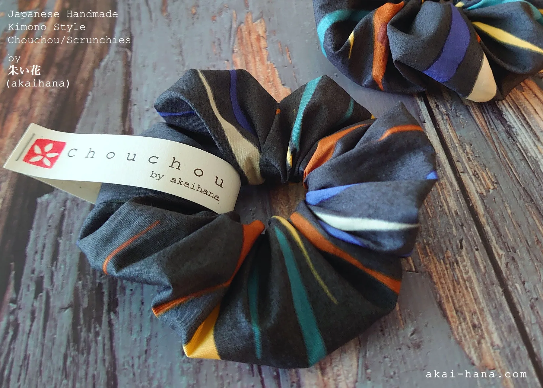 Japanese Handmade Kimono Style Scrunchies, Mizu Fūsen (Water Balloon) scjf0086