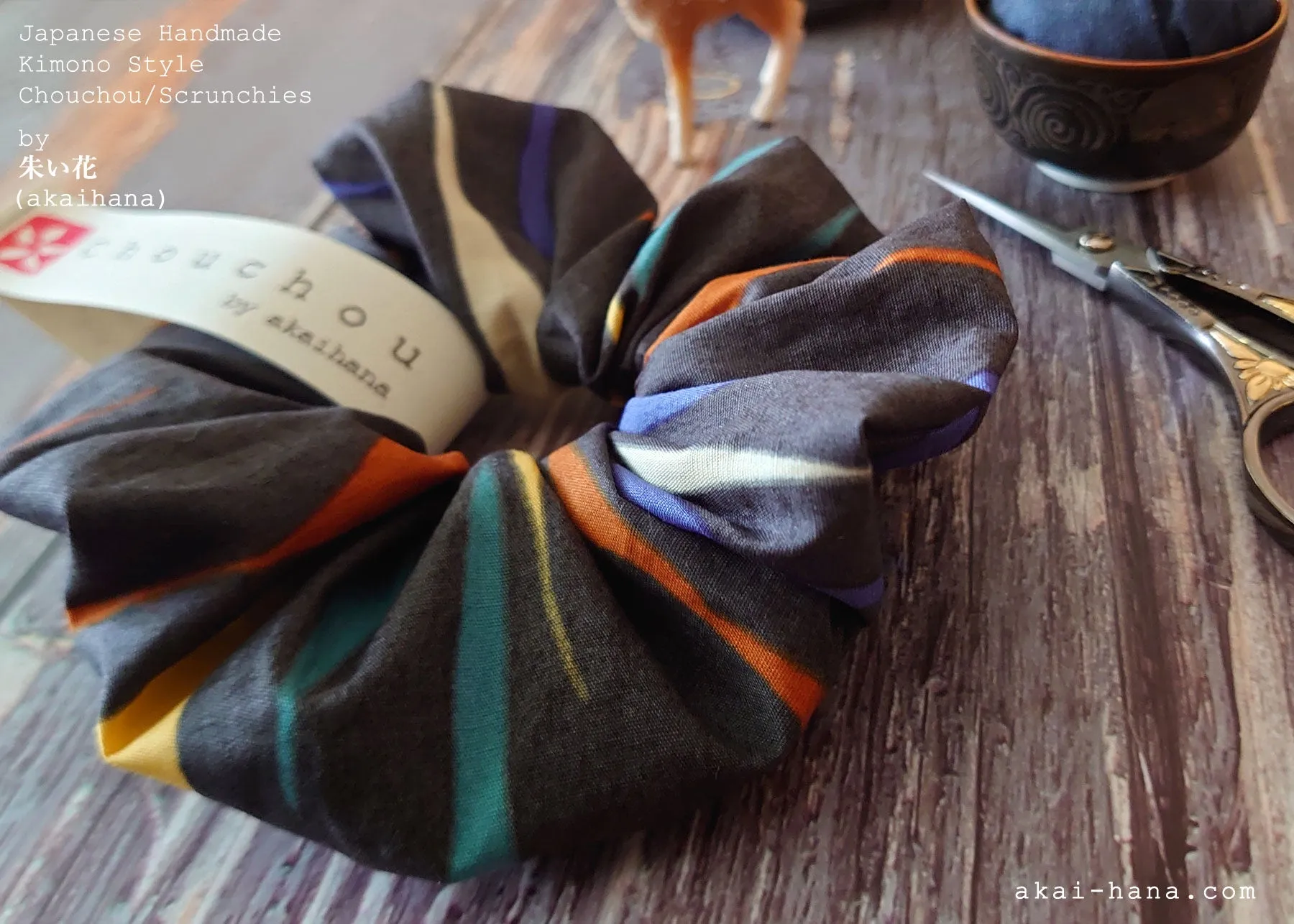 Japanese Handmade Kimono Style Scrunchies, Mizu Fūsen (Water Balloon) scjf0086