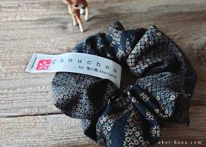 Japanese Handmade Kimono Style Scrunchies, Shiborigiku Monyou, scjf0041