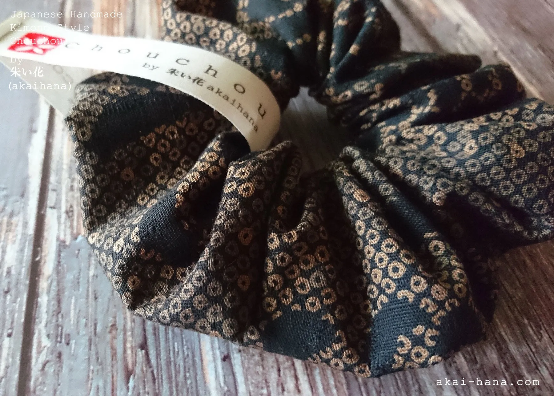 Japanese Handmade Kimono Style Scrunchies, Shiborigiku Monyou, scjf0041