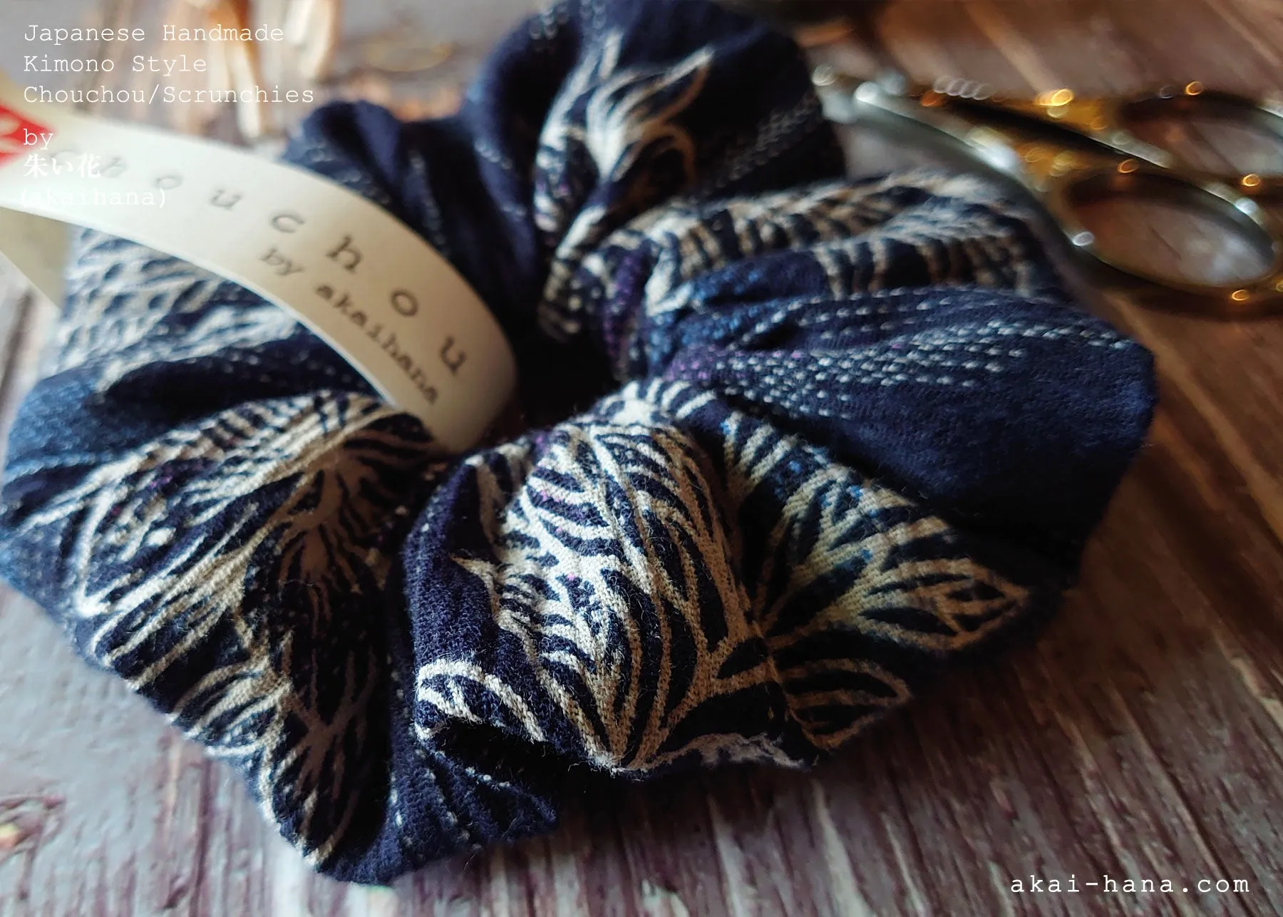 Japanese Handmade Kimono Style Scrunchies, Yukata Yohryū Crape, scjf0042