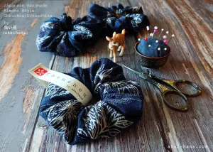 Japanese Handmade Kimono Style Scrunchies, Yukata Yohryū Crape, scjf0042