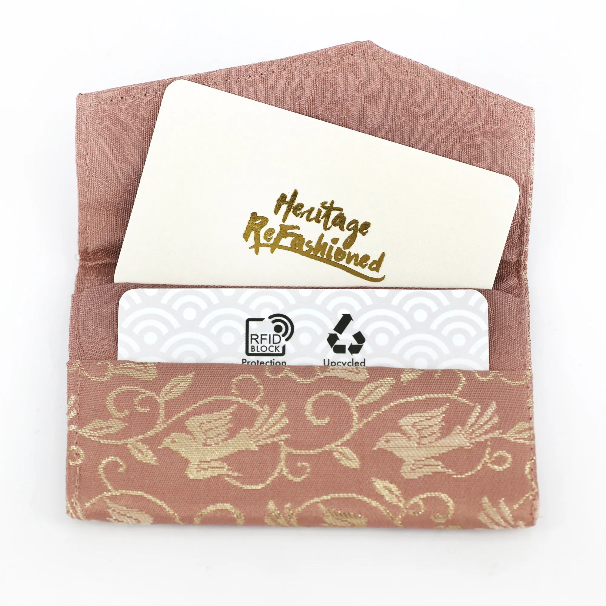 Japanese Kimono Business Card Holder - Birds | Upcycled from vintage textiles