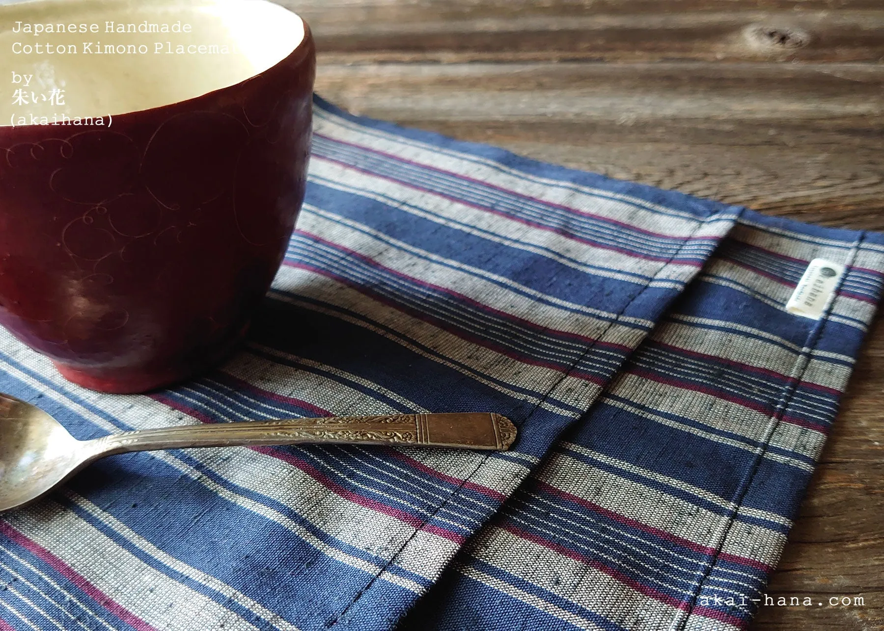 Japanese Kimono Placemats, Mikawa Momen pmmk0001, 100% Cotton