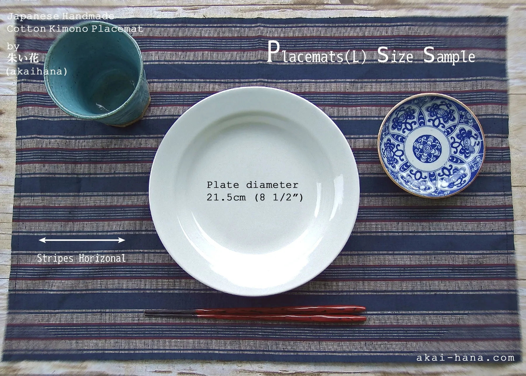 Japanese Kimono Placemats, Mikawa Momen pmmk0001, 100% Cotton