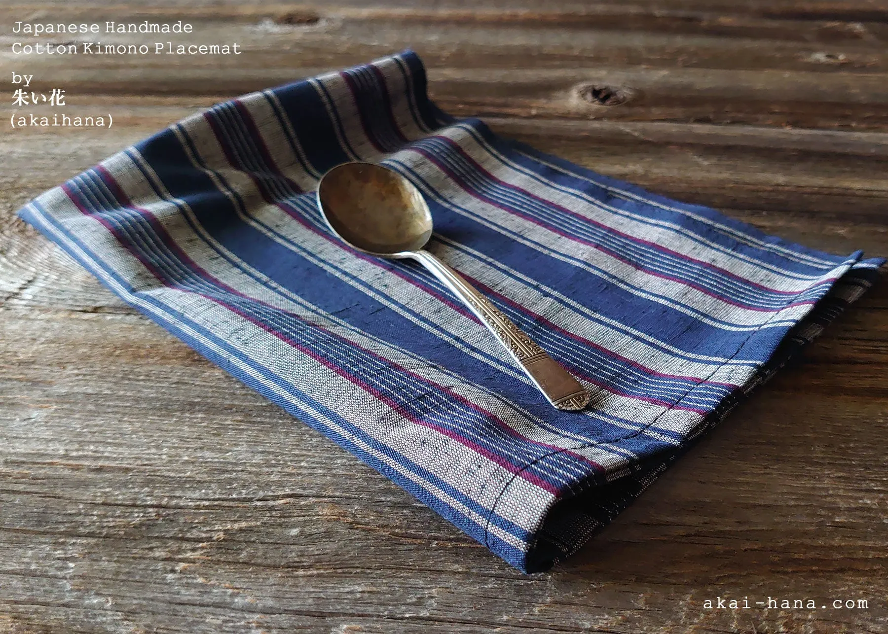 Japanese Kimono Placemats, Mikawa Momen pmmk0001, 100% Cotton