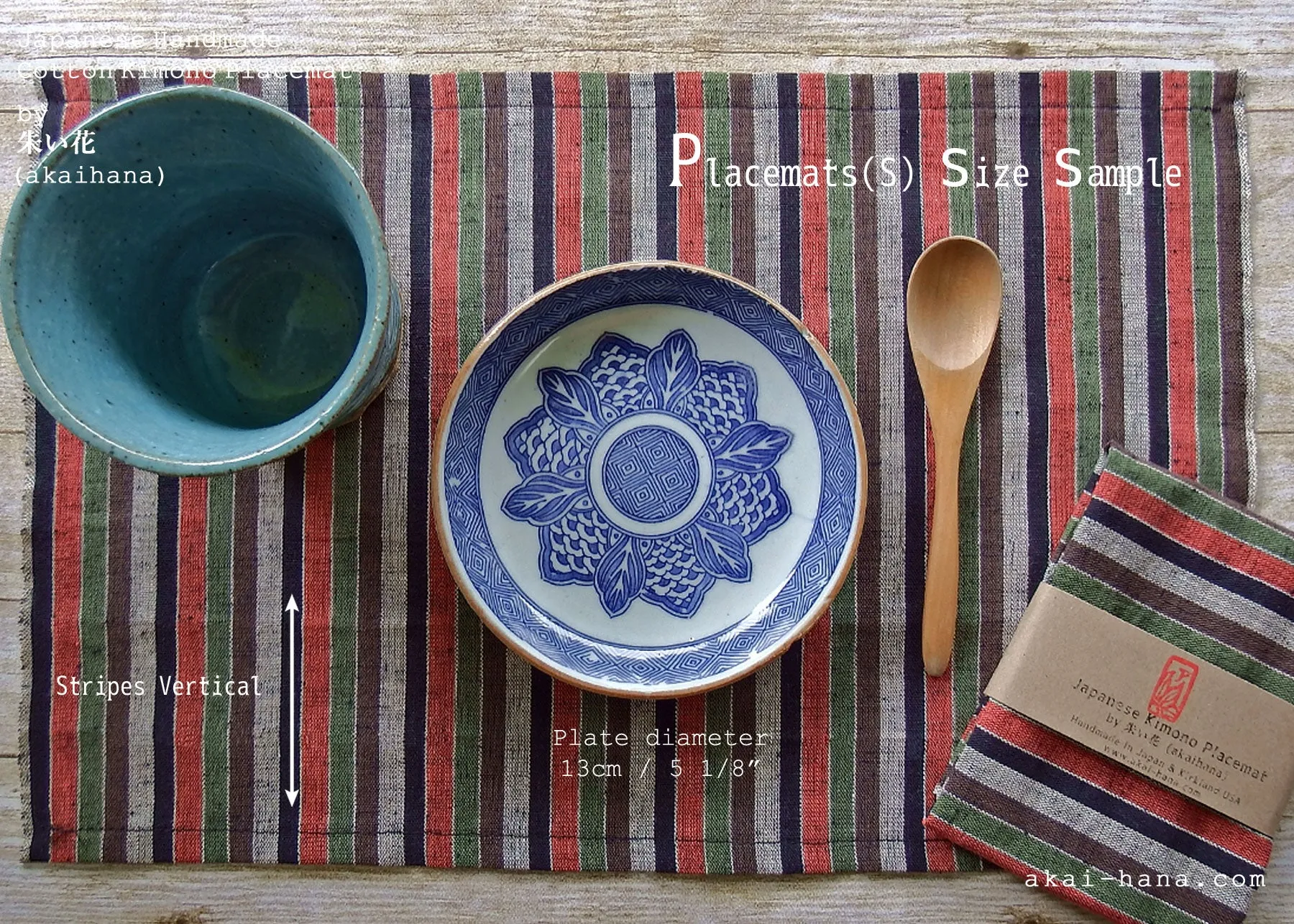 Japanese Kimono Placemats, Mikawa Momen pmmk0001, 100% Cotton