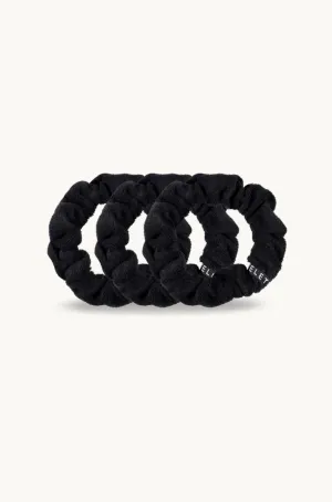 Jet Black Terry Cloth Scrunchie Small