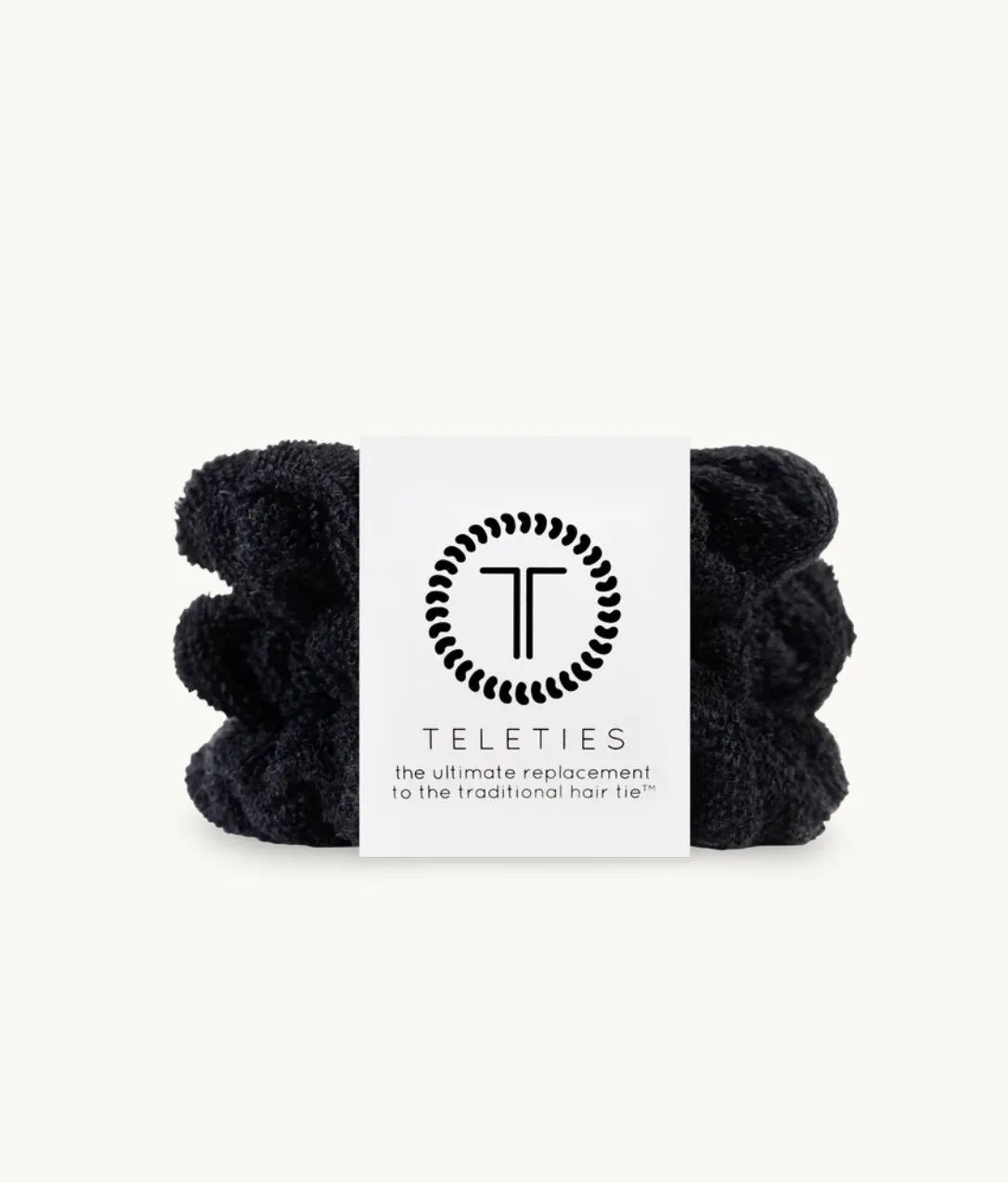 Jet Black Terry Cloth Scrunchie Small