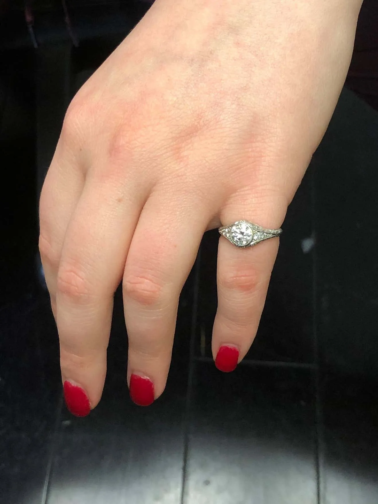 J.P. Caldwell Art Deco Old European Cut Diamond Platinum Ring