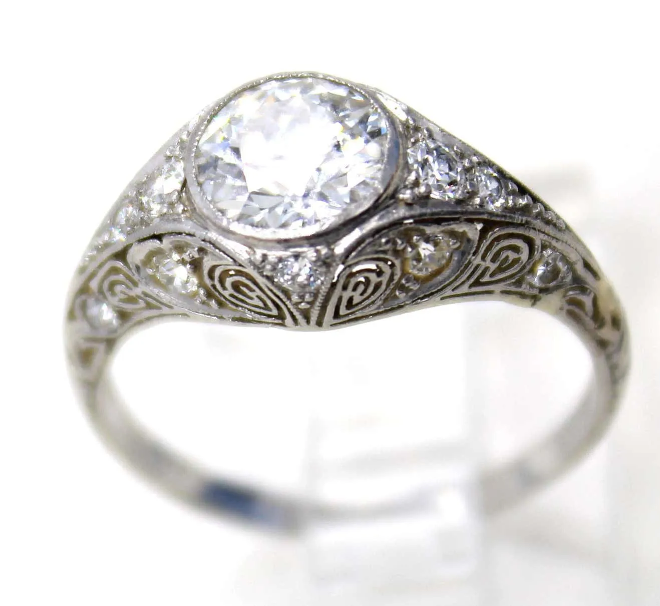 J.P. Caldwell Art Deco Old European Cut Diamond Platinum Ring
