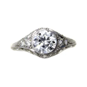 J.P. Caldwell Art Deco Old European Cut Diamond Platinum Ring