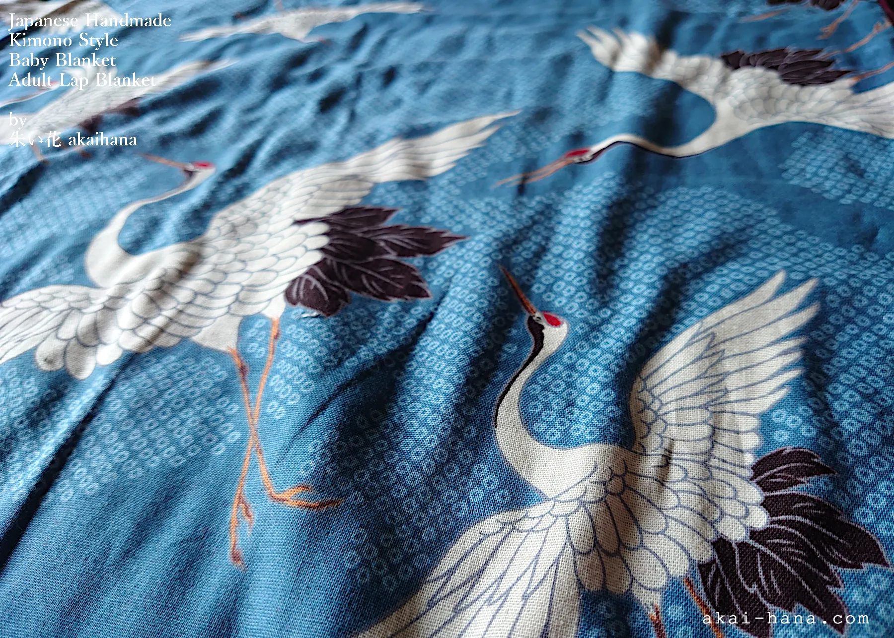 Kimono Lap Blanket/Baby Blanket, Tancho Zuru (Japanese Crane) ⦿blb0013