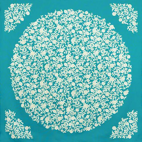 Kimono tsutsumi - Kacho sarasa  Blue green　花鳥更紗 アオミドリ (Japanese Wrapping Cloth)  145 x 145 cm