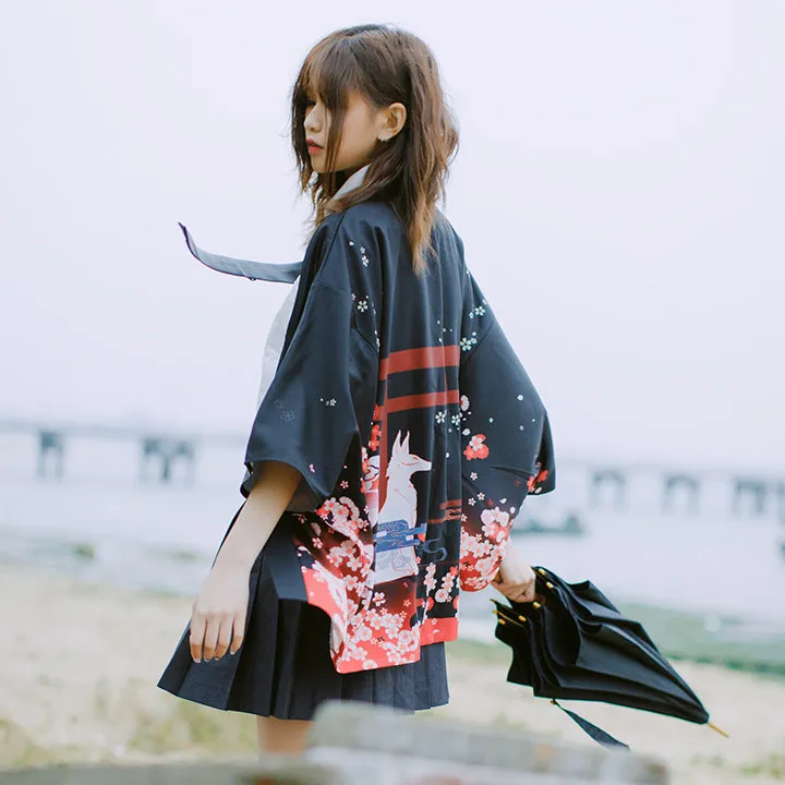 Kitsune Fox Guardian Kimono Shirt