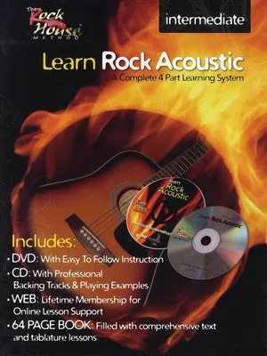 LEARN ROCK ACOUSTIC INTERMEDIATE BK/CD DVD GTR