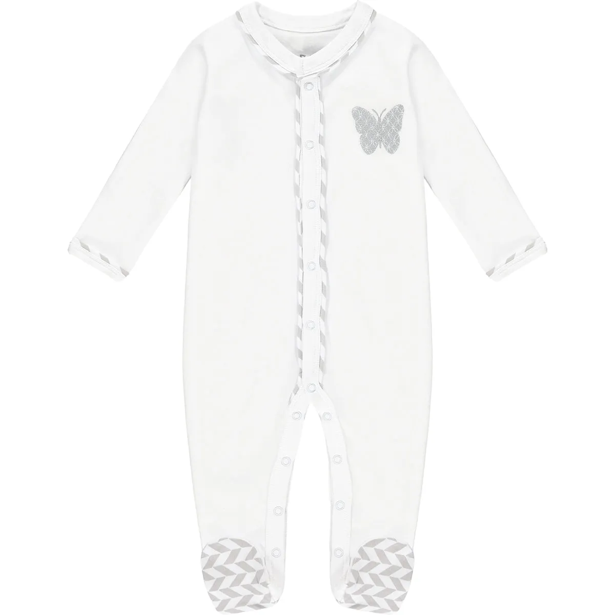 Lily Stripe Romper White & Grey