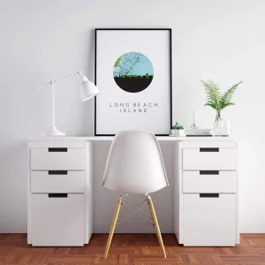 Long Beach Island, New Jersey city skyline with vintage Long Beach Island map