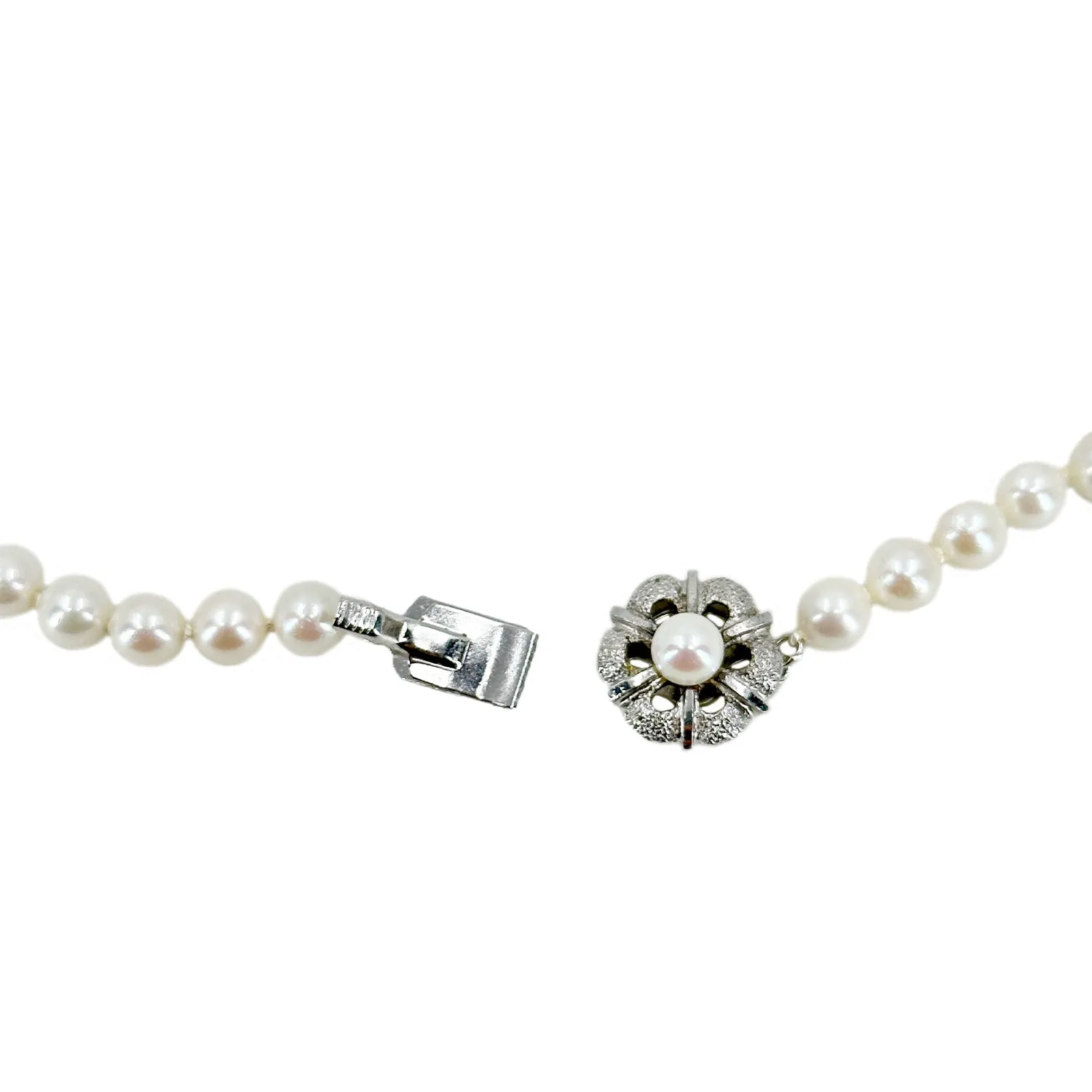 Long Rope Mid Century Modern Japanese Saltwater Cultured Akoya Pearl Vintage Necklace - Sterling Silver 50 Inch