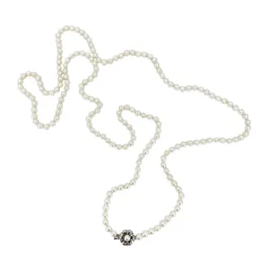 Long Rope Mid Century Modern Japanese Saltwater Cultured Akoya Pearl Vintage Necklace - Sterling Silver 50 Inch