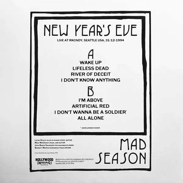 Mad Season "New Year's Eve - Live At RKCNDY, Seattle 1994" LP