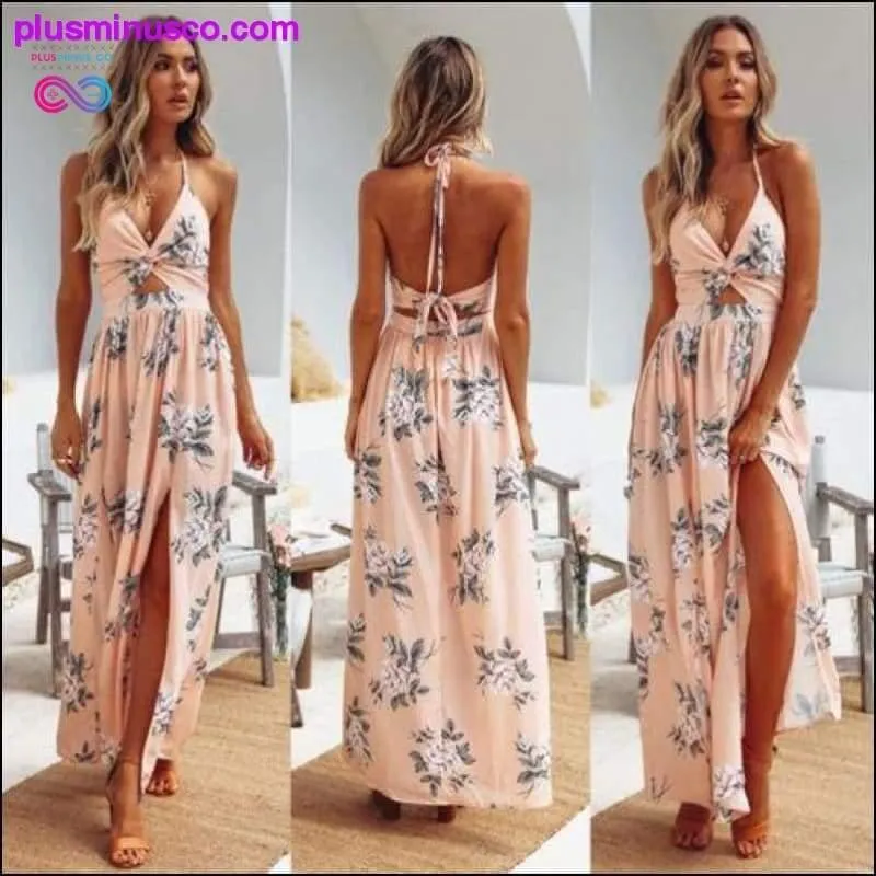 Maxi Long Dress Holiday Summer Evening Party Beach Slit, Floral Bohemian Slit Cut Out Dress