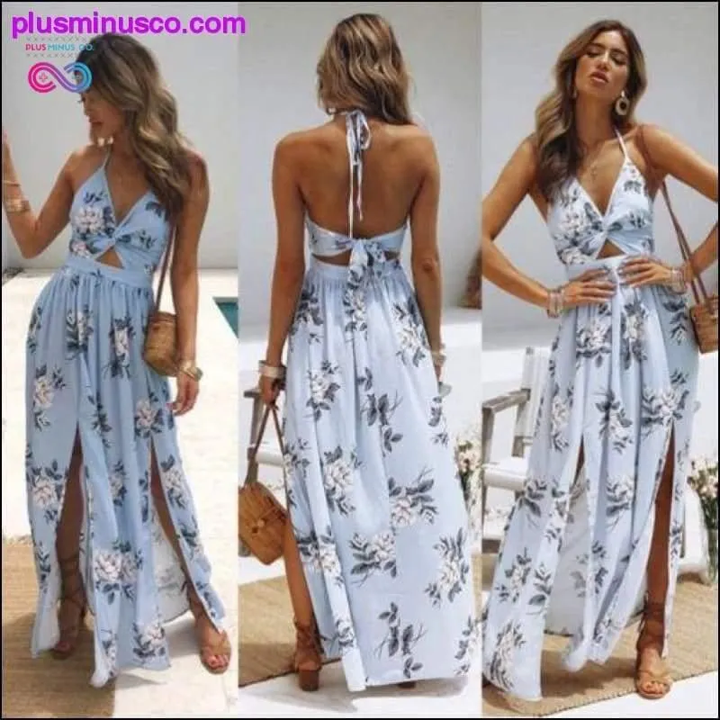Maxi Long Dress Holiday Summer Evening Party Beach Slit, Floral Bohemian Slit Cut Out Dress
