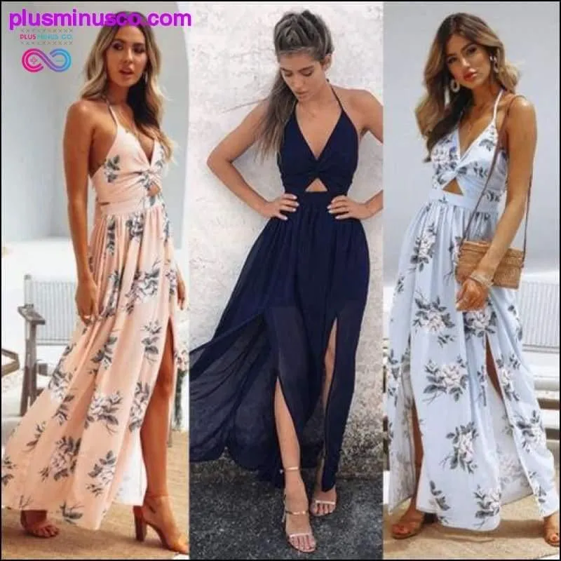 Maxi Long Dress Holiday Summer Evening Party Beach Slit, Floral Bohemian Slit Cut Out Dress