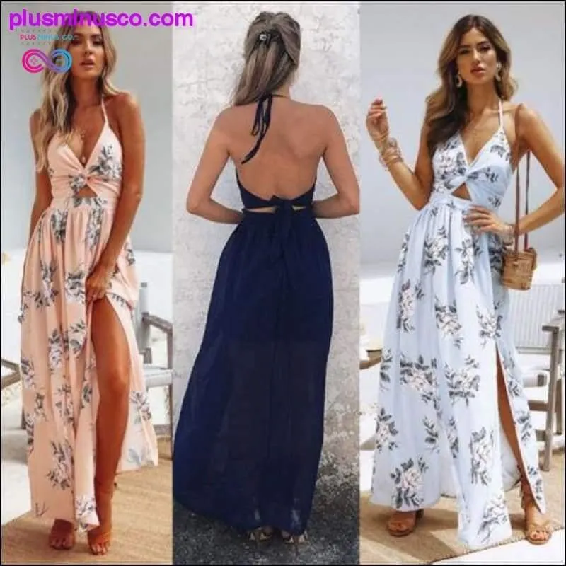 Maxi Long Dress Holiday Summer Evening Party Beach Slit, Floral Bohemian Slit Cut Out Dress