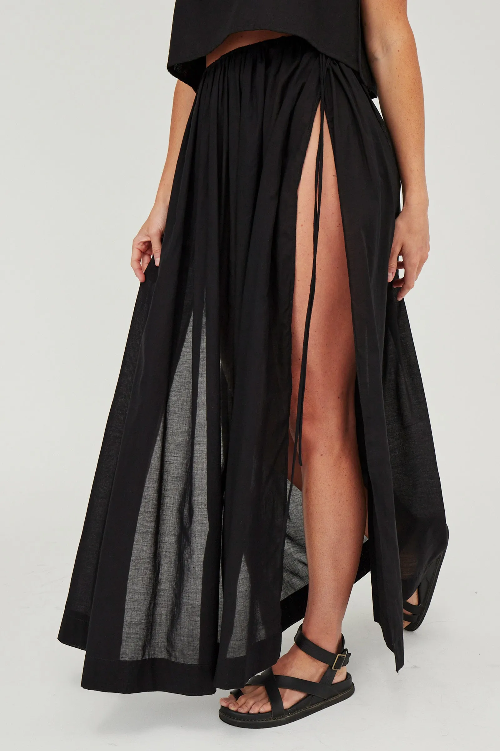 Maya Organic Cotton Maxi Skirt Black