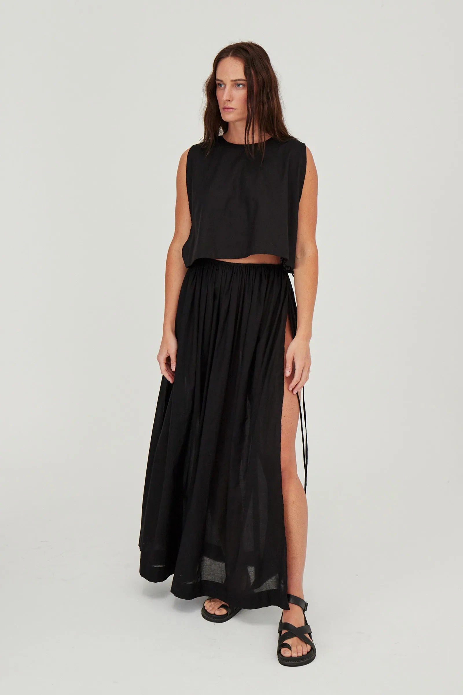 Maya Organic Cotton Maxi Skirt Black
