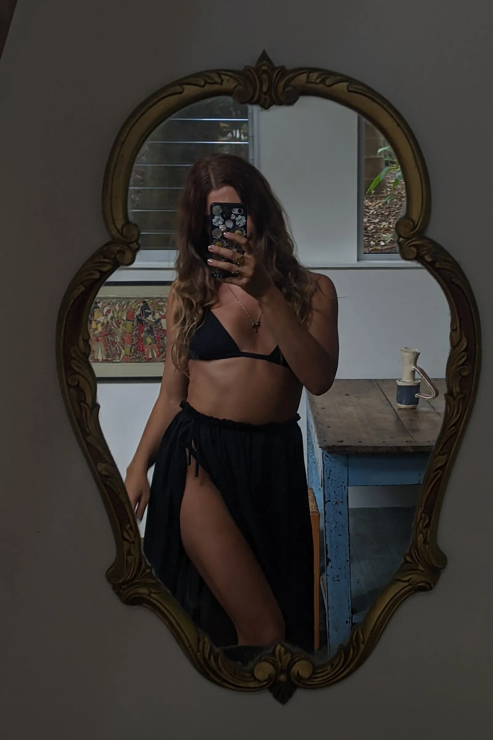 Maya Organic Cotton Maxi Skirt Black