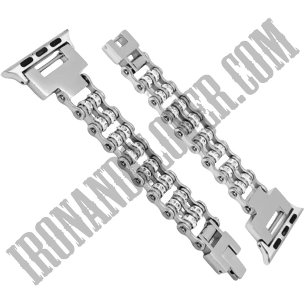 Motorcycle Chain Apple Watch Band in Silver Tone