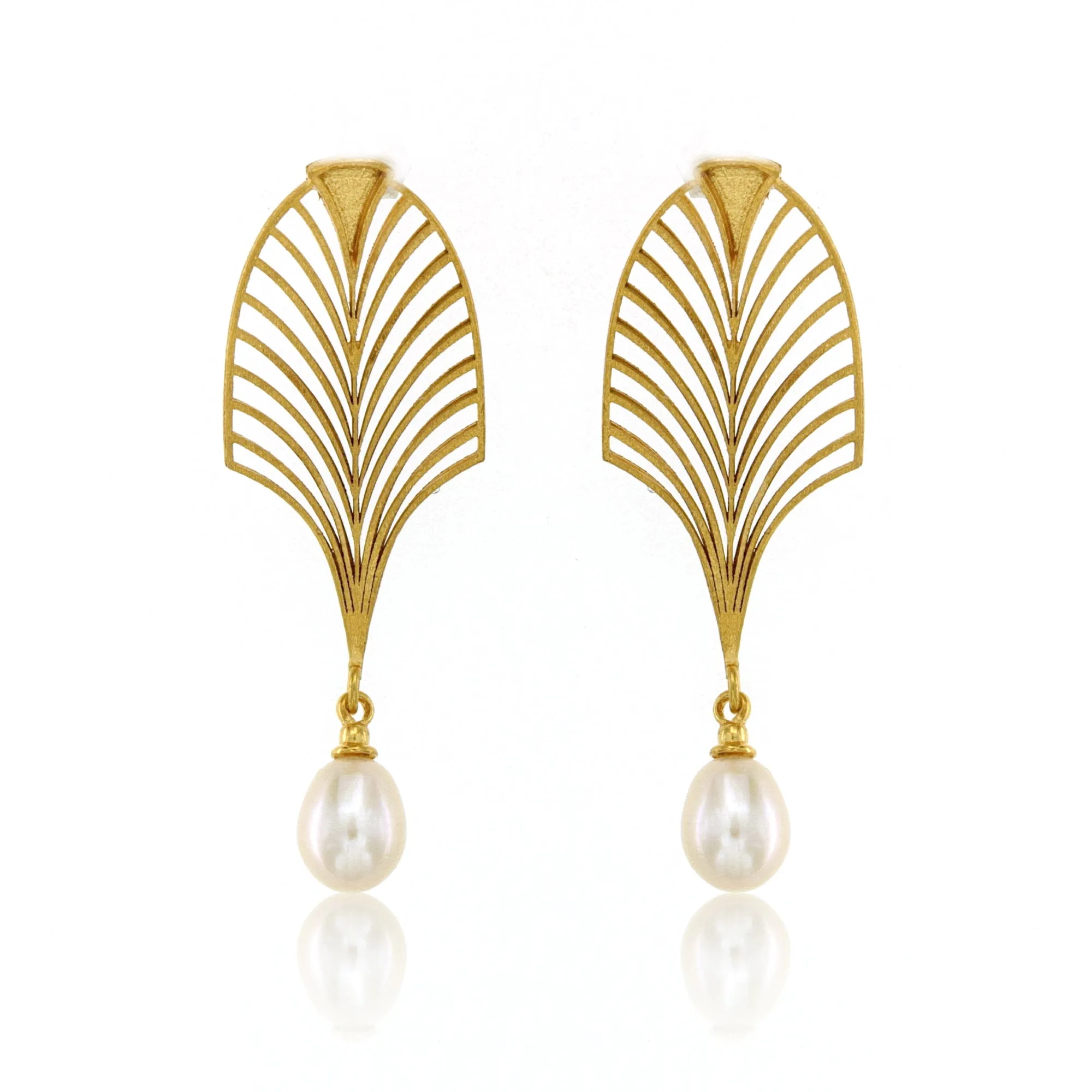 Mysterium Collection Gold & Pearl "Art Deco" Earrings