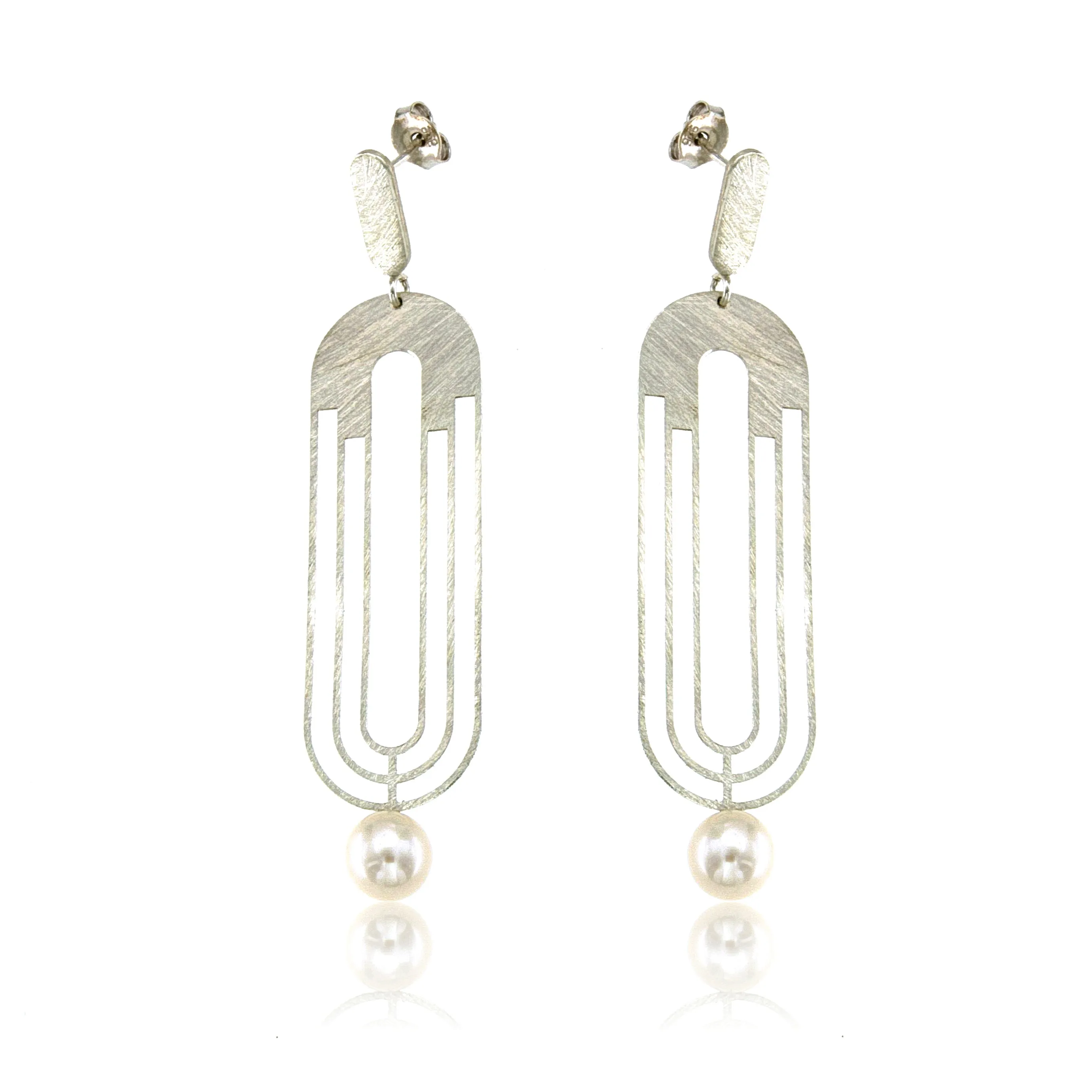 Mysterium Collection Sterling & Pearl "Art Deco" Earrings
