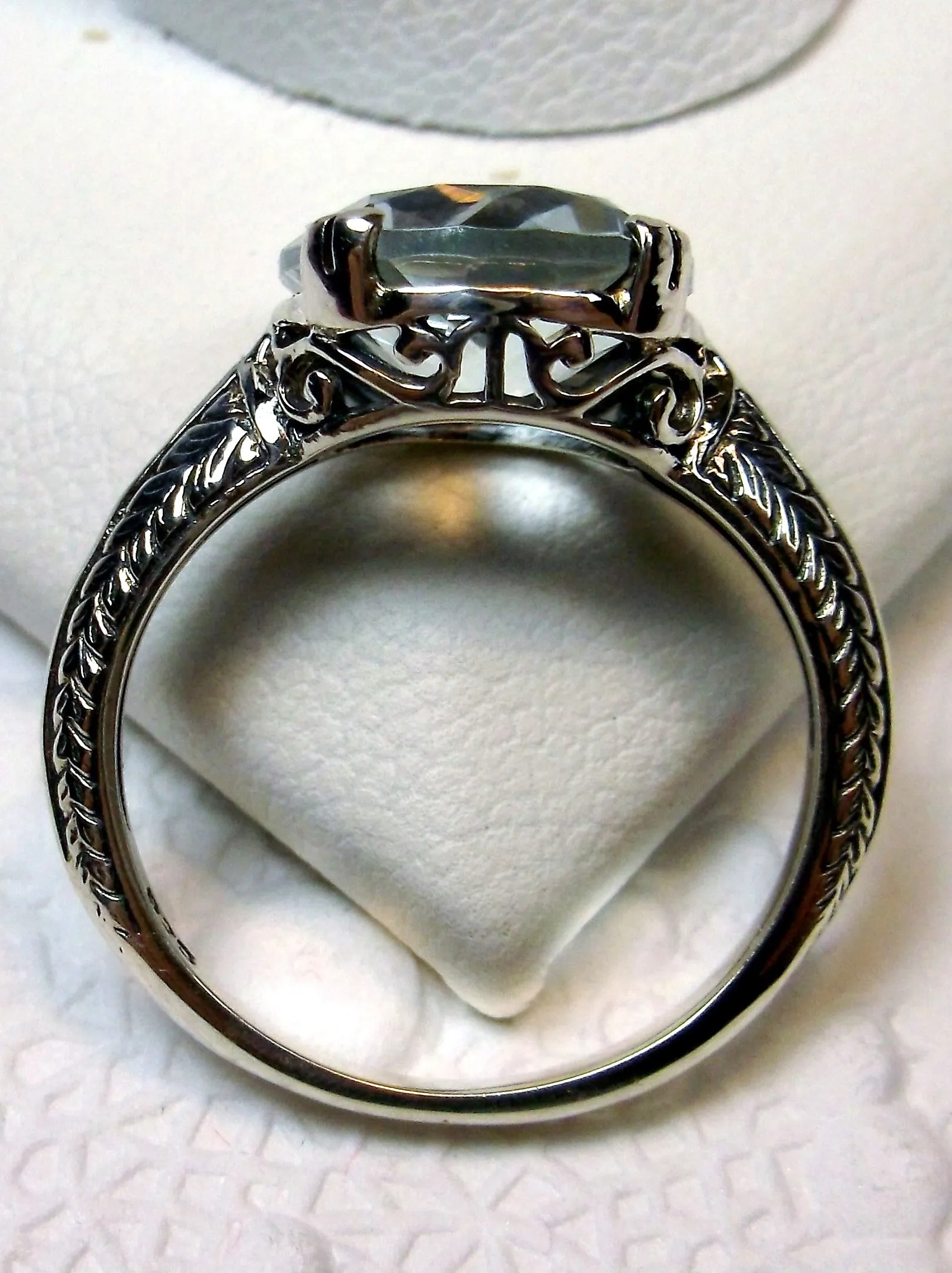 Natural White Topaz Ring, Button Ring, Art Deco 1930's Style Jewelry, #D12