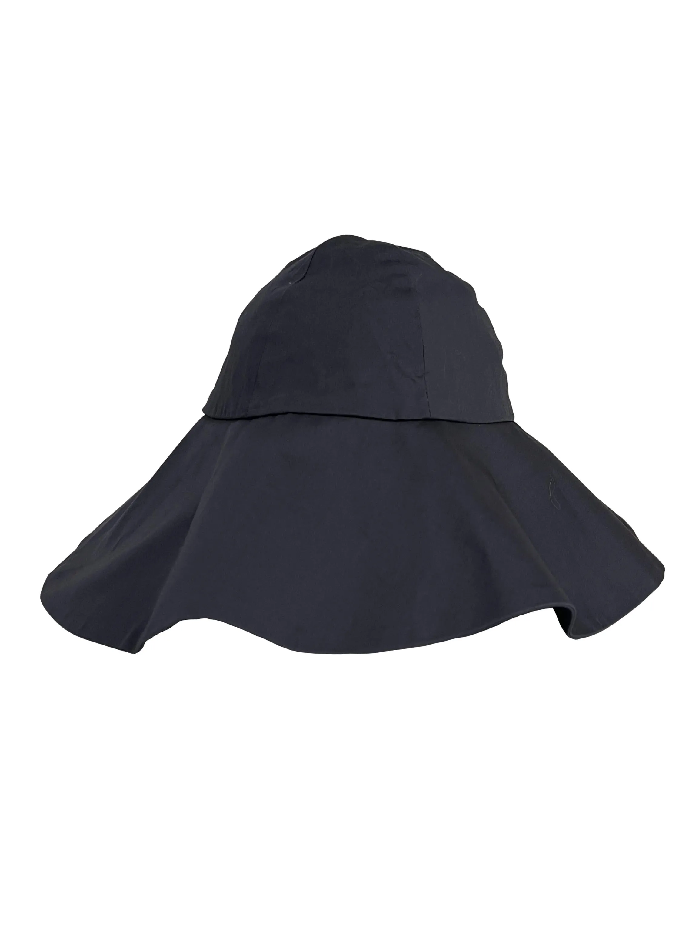 Navy Blue Large Brim Hat With Ties