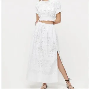 NWT J. Crew Eyelet Side-Slit Maxi Skirt White L