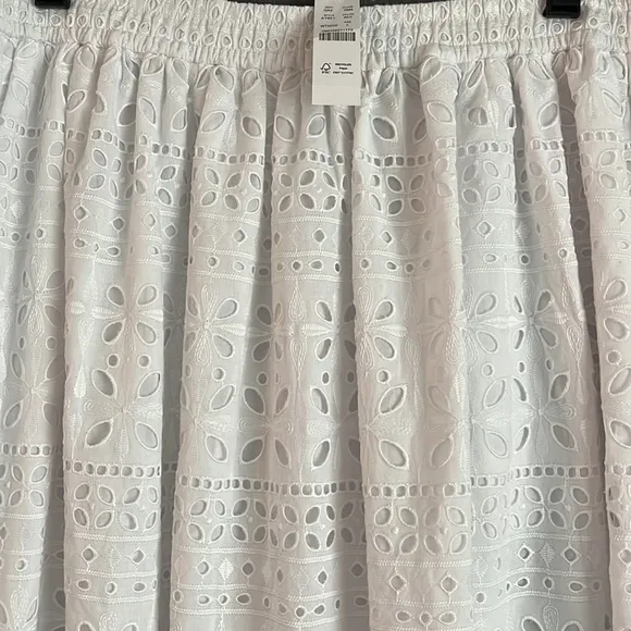 NWT J. Crew Eyelet Side-Slit Maxi Skirt White L