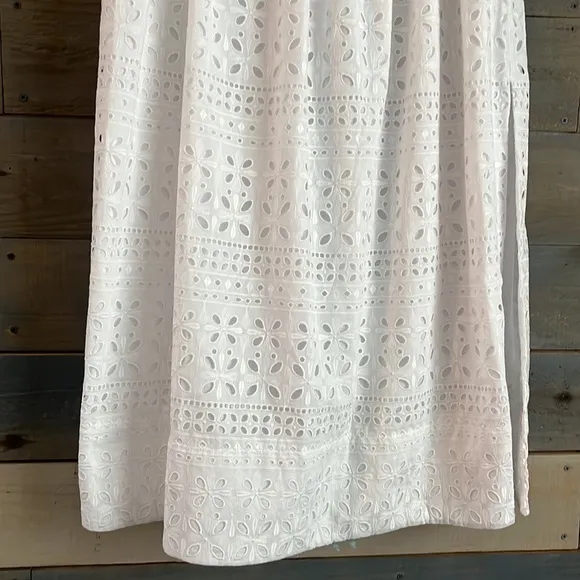 NWT J. Crew Eyelet Side-Slit Maxi Skirt White L
