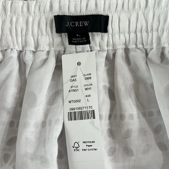 NWT J. Crew Eyelet Side-Slit Maxi Skirt White L