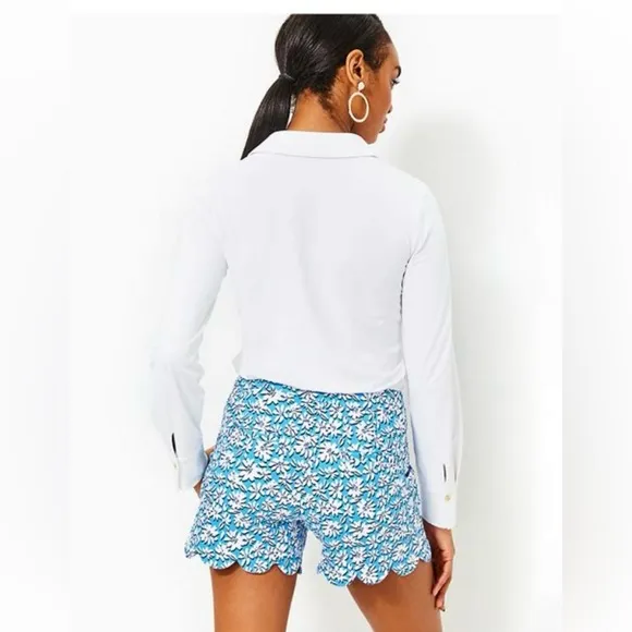 NWT Lilly Pulitzer Buttercup stretch shorts Lunar Blue Palm Beach Petals Sz 16
