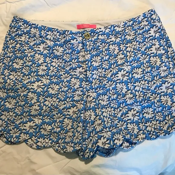 NWT Lilly Pulitzer Buttercup stretch shorts Lunar Blue Palm Beach Petals Sz 16