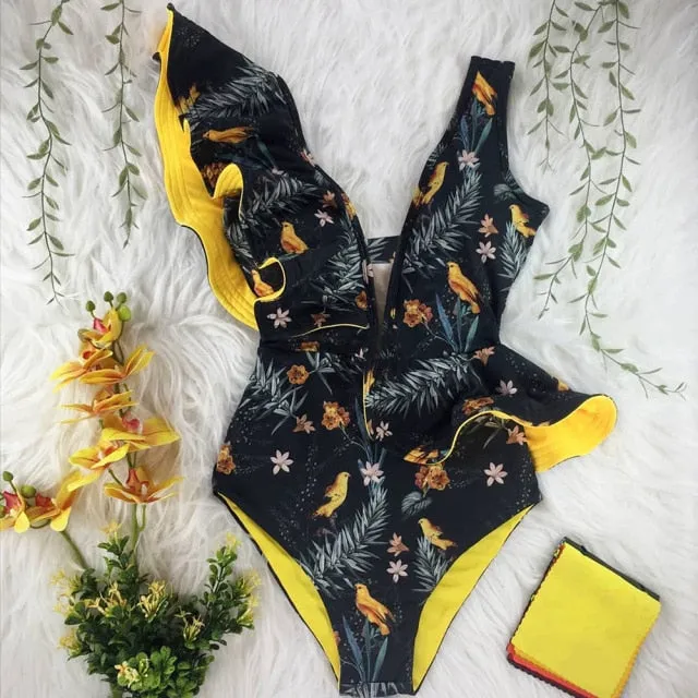 One Piece Swimsuit Print  Beach Wear