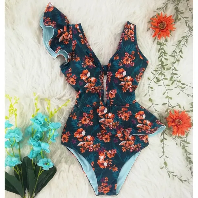 One Piece Swimsuit Print  Beach Wear
