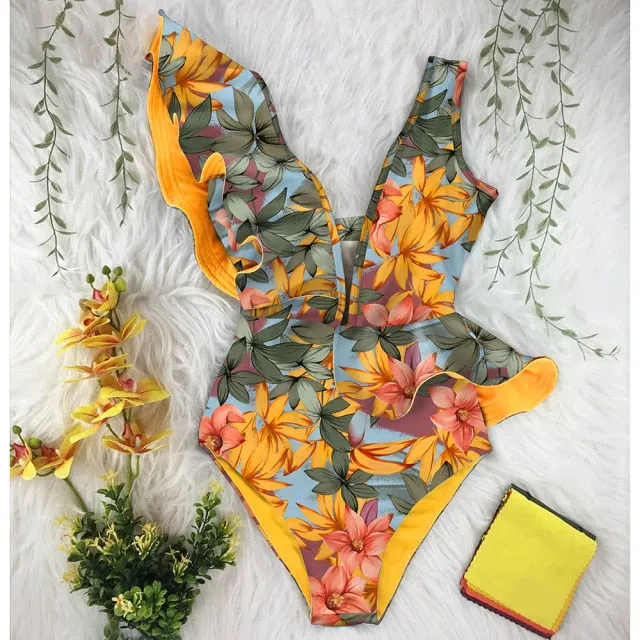 One Piece Swimsuit Print  Beach Wear