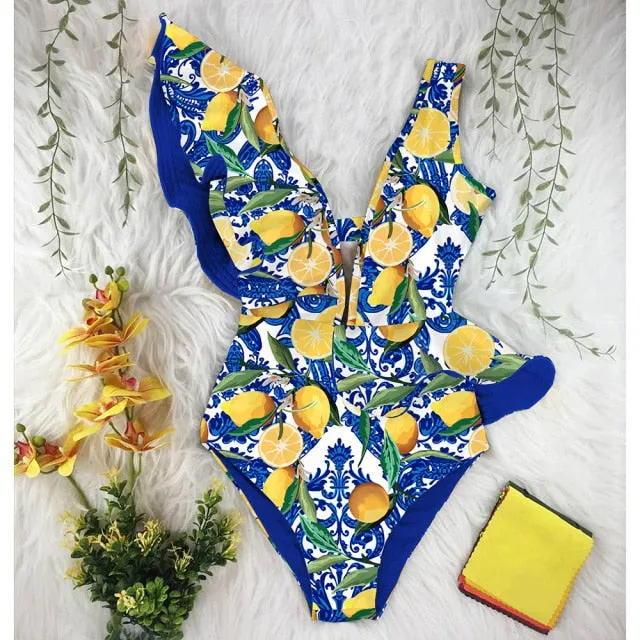 One Piece Swimsuit Print  Beach Wear