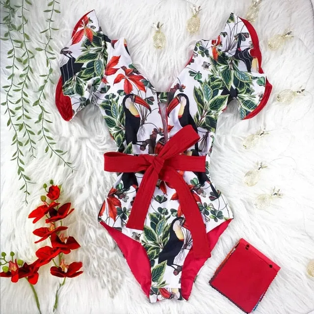 One Piece Swimsuit Print  Beach Wear